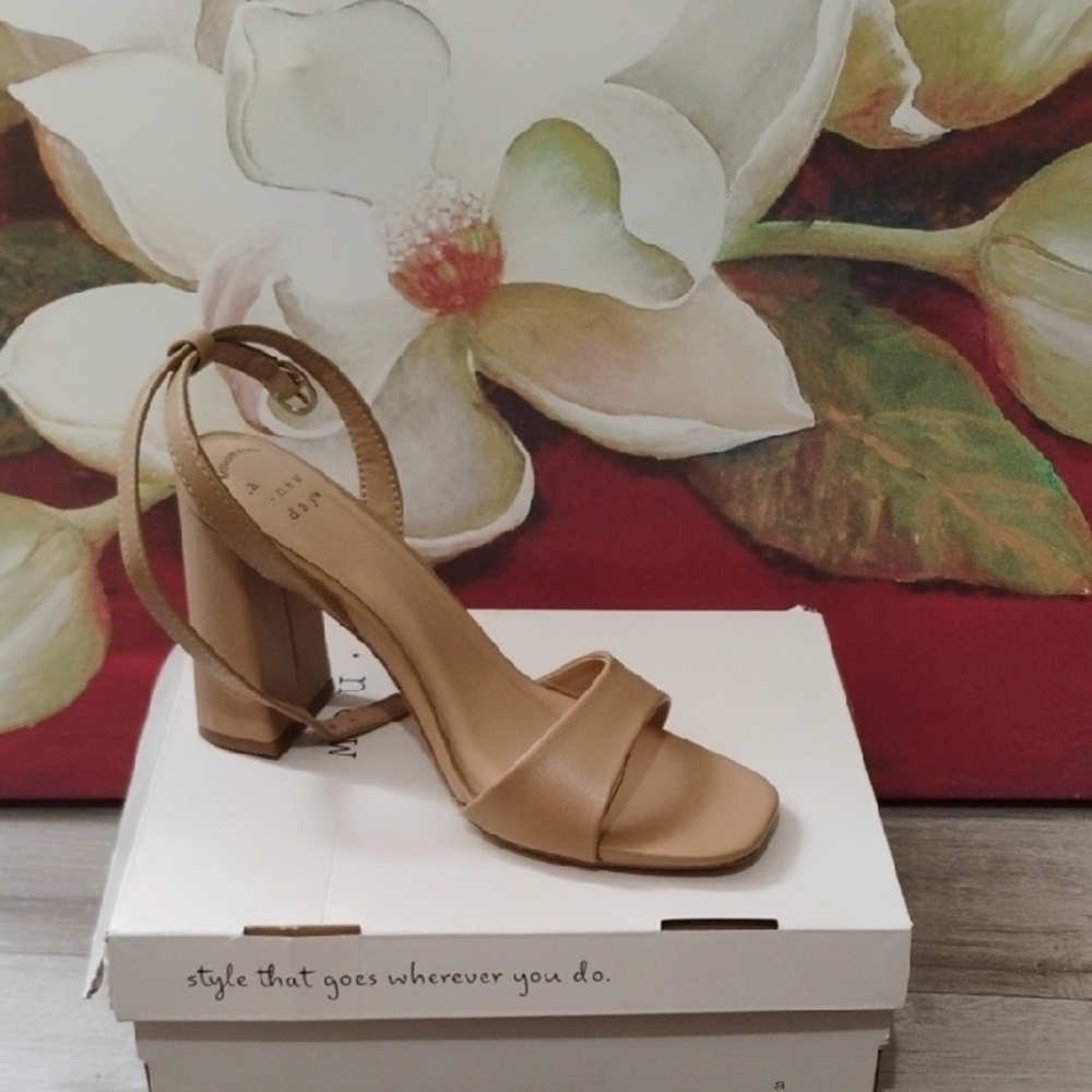 a new day Tan Block Heel Sandal with Ankle Strap